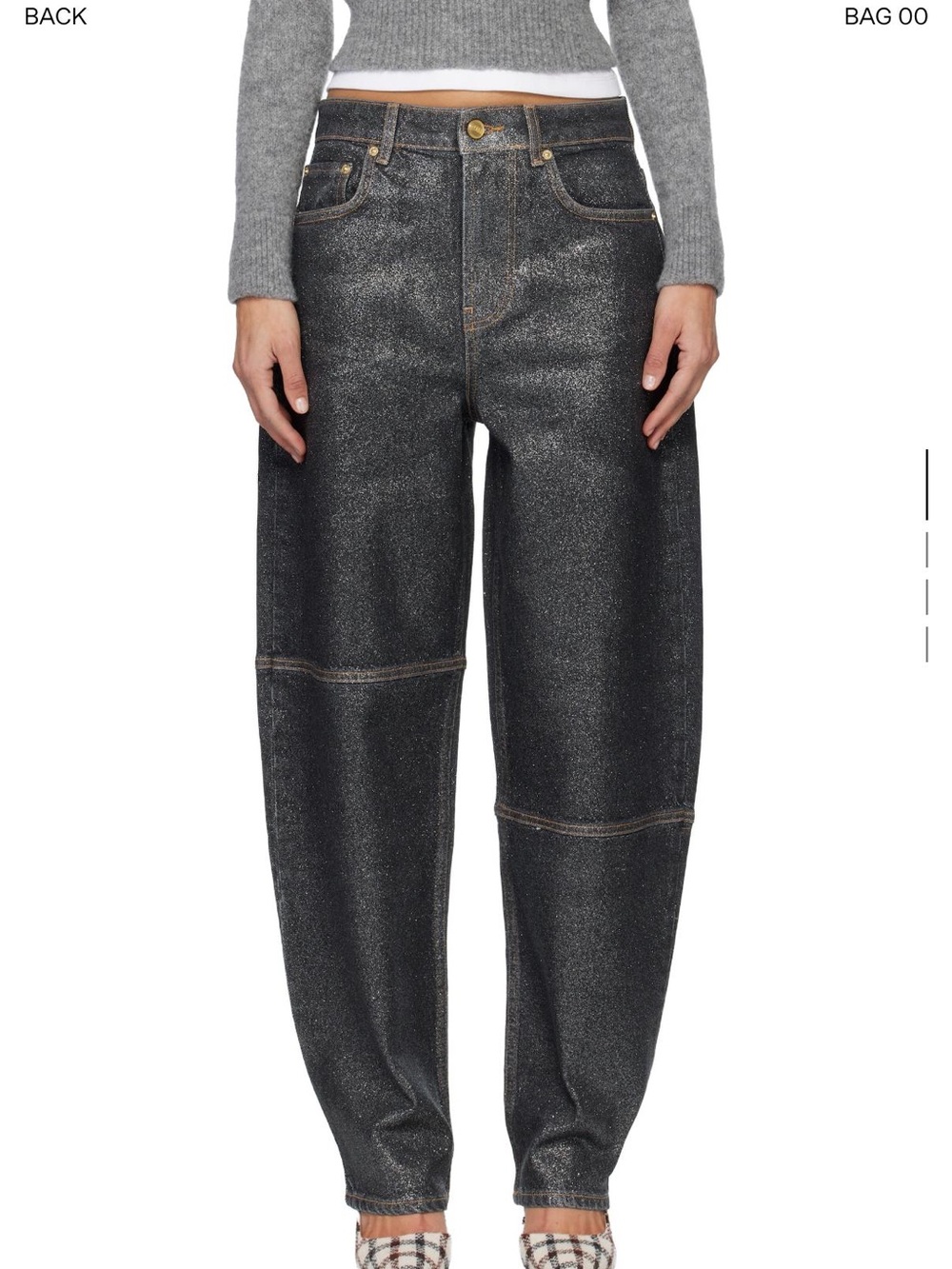 Ganni Black Shimmery Foil Stray Jeans